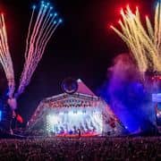 Glastonbury Pyramid Stage, sound system and fireworks